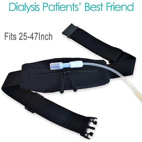 POSTOP MEDICAL WEAR PD Belt Peritoneal Dialysis Catheter Holder Accessories No-Bounce for Secure Transfer Set Peg G Feeding Tube Line Adults Women Men Black