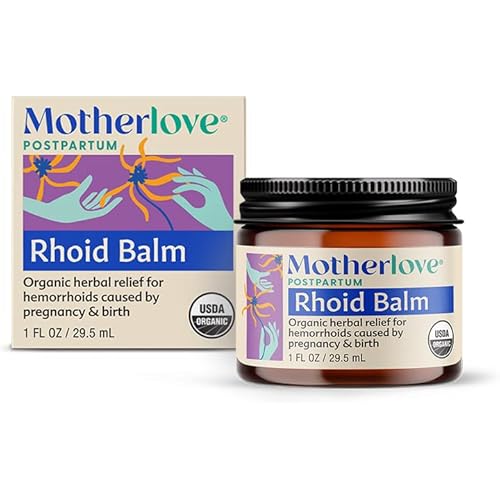 Motherlove Rhoid Balm 1 oz Organic Herbal Hemorrhoid Cream w Witch Hazel for Pregnancy & Postpartum—Non-GMO Ointment