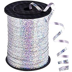 500 Yards Silver Crimped Curling Ribbon Shiny Metallic Balloon String Roll Gift Wrapping Ribbon for Party Festival Art Craft Decor Florist Flowers Decoration