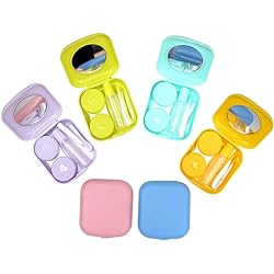 KISEER 6 Pack Colorful Contact Lens Case Travel Kit Contact Box Holder Soak Storage Container with Mirror Bottle Tweezers Stick Remover Tool