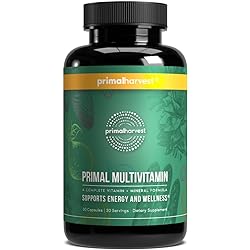 Multivitamin for Women and Men by Primal Harvest Vitamin A, Vitamin C, Vitamin D and E, Vitamin B12, B6, Biotin, Zinc Supplements, 30 Capsules