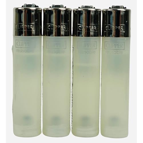4 Clipper Translucent Clear See Through Refillable Lighters