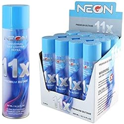 Neon 11x Ultra Refined Butane Fuel Lighter Refill Gas Pack of 12