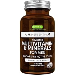 Methylated Men's Vegan Daily Multivitamin Without Iron, Slow Release, MTHFR Support with Methylated B-Vitamins, Enhanced with Lycopene, Vitamin D, Zinc, Chelated Minerals, 60 Tablets, by Igennus