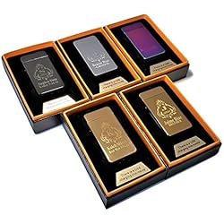 7 Lighter Set USB Double arc Plasma Electric Lighter Gift, Engraved and Personalized Set of 7 in Gift Boxes, Charging Wire and Engraving Included Black
