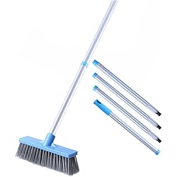 Floor Scrub Brush with Long Handle - 48" Stiff Bristle Shower Deck Brush, Long Handled Grout Scrubbing Brushes for Cleaning Tile, Shower, Tub, Bathtub and Patio