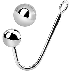 Anal Hook, Solid Single Ball Rope Hook with 2 Replaceable Balls and Ring, Bondage Fetish Toy for Unisex Adult
