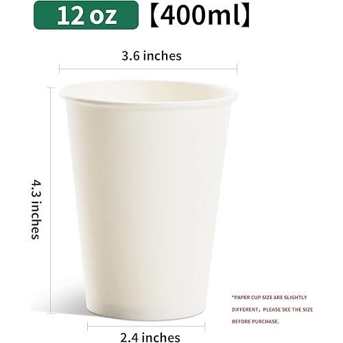 12 oz 500 pack] Disposable Paper Coffee Cups, Coffee Paper Cups Disposable, Disposable Hot Togo Coffee Cups,for Beverages 12oz 500 pack white