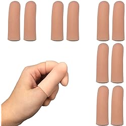 Gel Finger Protectors Finger Caps Silicone Fingertips Protection - Finger Cots Great for Trigger Finger, Finger Arthritis, Finger Cracking and Other Finger Pain Relief Nude, Small
