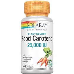 Solaray Food Carotene, Vitamin A as Beta Carotene 25000IU | Carotenoids for Healthy Skin & Eyes, Antioxidant Activity & Immune System Support 100 CT
