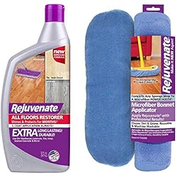 Rejuvenate All Floors Restorer and Polish Fills in Scratches Protects & Restores Shine No Sanding Required 32 oz wMicrofiber Bonnet Applicator - Washable and Reusable Microfiber Mop Bonnets 1pk