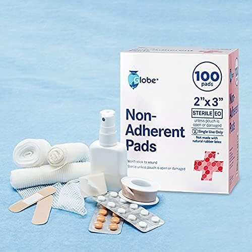 Globe Sterile Non-Adherent Pads| 100-Pack, 2” x 3”| Non-Adhesive Wound Dressing| Highly Absorbent & Non-Stick, Painless Removal-Switch| Individually Wrapped for Extra Protection 2 x 3