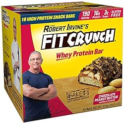 FITCRUNCH Snack Size Protein Bars, Designed by Robert Irvine, World’s Only 6-Layer Baked Bar, Just 3g of Sugar, Gluten Free, High Protein & Soft Cake Core 18 Count Peanut Butter
