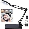 YOCTOSUN 5X Magnifying Glass with Light and Stand, 5 Inch 8-Diopter K9 Optical Glass Lens, 3 Color Modes Stepless Dimmable, Adjustable Swivel Arm Lighted Magnifier Lamp for Reading & Close Work