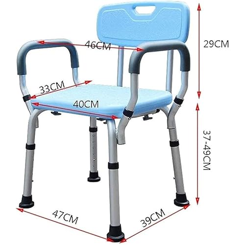 GUPE Shower Seats,Shower Stool Shower Chair Elderly Non-Slip Bathroom Assist Seat Pregnant Woman Bath Chair with Backrest,6 Height Adjustable