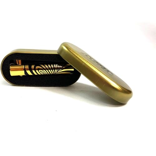 Clipper Full Metal Lighter Black with Gold Swirls with case