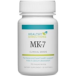 Healthy Directions MK-7 Vitamin K Supplement for Healthy and Strong Bones, 30 Capsules 30-Day Supply
