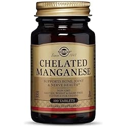 Solgar Chelated Manganese, 100 Tablets - Supports Bone, Joint & Nerve Health - Highly Absorbable - Non-GMO, Vegan, Gluten Free, Dairy Free, Kosher - 100 Servings