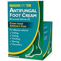 MagniLife DB Antifungal Foot Cream, Soothing Fast-Acting Relief of Itching, Scaling, Cracking, Burning & Discomfort - Natural Moisturizing Anti-Fungal Cream with Miconazole Nitrate 2% - 4 oz