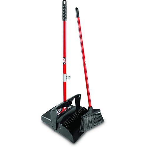 Libman Commercial 919 Lobby Dust Pan and Broom Set Open Lid, BlackRed Pack of 2