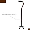 UNLICON Quad Cane Adjustable Walking Cane with 4-Pronged Base Aid for Extra Stability, Foam Padded Offset Handle for Soft Grip, Works for Right or Left Handed Men or Women