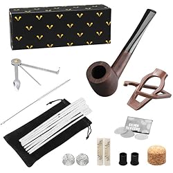 MUXIANG Ebony Tobacco Smoking Pipe Set with Rainbow Pipe Cleaners
