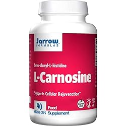 Jarrow Formulas L-Carnosine 1000 mg - 90 Veggie Caps - Supports Mitochondrial Health in Brain & Muscle - Cellular Rejuvenation - 45 Servings