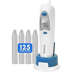 BV Medical Instant Ear Thermometer with 125 Probe Covers, Stand, and Cover Case