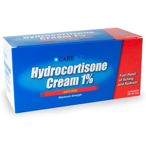 144 Pack CareALL 1% Hydrocortisone Cream, 0.9gr Foil Packet, Maximum Strength Formulation, Relieves Itching and Redness, Compare to Active Ingredient of Leading Brand