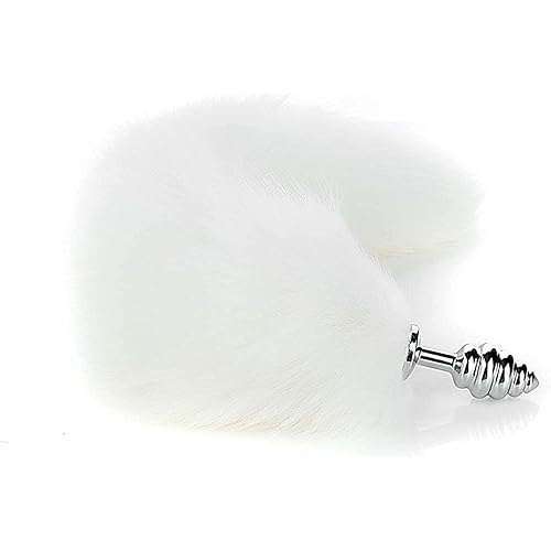 GMGJQR Anal Sex Toys Fox Tail Butt Plug Set with Hairpin Kit Butplug Prostate Massager for Couples Cosplay Faux Cosplay-White
