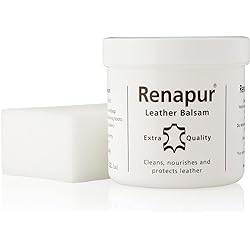Renapur Leather Balsam, Natural Balm, Conditioner and Restorer 6.7 fl oz Applicator Sponge — Protector for Leather Sofas, Furniture, Shoes, Bags, Car Seats, Saddlery & Tack Original