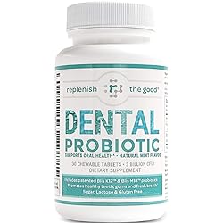 Replenish The Good Dental Probiotic Supplements w BLIS K12 & M18 | Boosts Oral Health | Fights Bad Breath Halitosis, Tooth Decay, Strep Throat | 30 Sugar-Free Chewable Tablets Mint Flavor