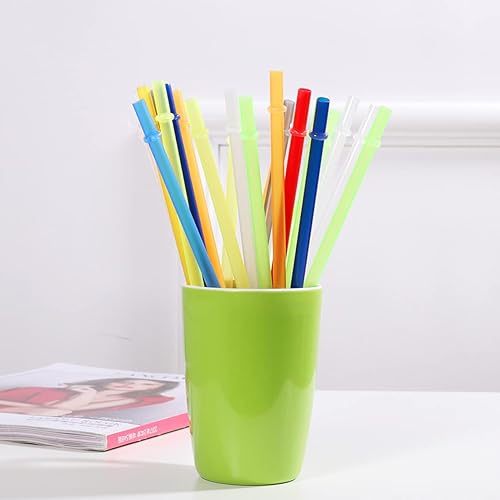 Cabilock 25PCS Reusable Straws Colored Threaded Straws with Cleaning Brush for Party Supplies, Birthday, Wedding Mixed Colors