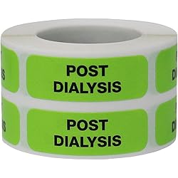 Post Dialysis Medical Healthcare Labels 0.5 x 1.5 Inch 500 Total Stickers