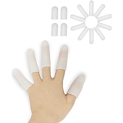 Gel Finger Cots, Finger Protector Support14 PCS New Material Finger Sleeves Great for Trigger Finger, Hand Eczema, Finger Cracking, Finger Arthritis and More. Small Size White, Small
