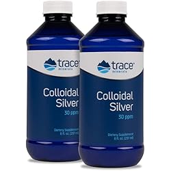 Trace Minerals Research Vegan Colloidal Silver, Bio-Active Silver Hydrosol Liquid Mineral Supplement, Certified Organic, Natural & Pure, 30 PPM, 8 fl. Oz,2 Pack