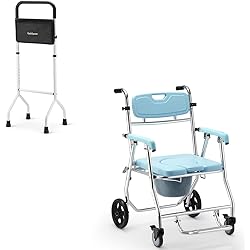OasisSpace Folding Shower Commode Wheelchair and Adjustable Walking Cane, Stand Assist Walking Cane with Storage Pouch
