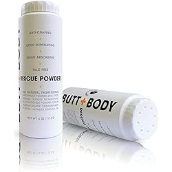 Butt and Body Rescue Powder - Stops Itching & Chafing, Absorbs Sweat & Eliminates Odors Naturally. Protects, Soothes & Deodorizes Irritated Skin, Talc Free. Made in USA 4 Ounce - 1 Pack