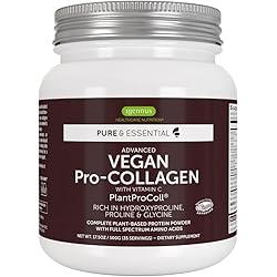 Pure & Essential Vegan Collagen Peptide Protein Powder, Enhanced with Glycine, Proline & Hydroxyproline & Cofactor Vitamin C, Complete Collagen Boosting Formula,35 Servings