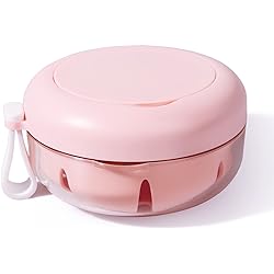 Denture Case, Definitely No-Leak Denture Bath Box for Traveling Perfectly, Denture Cup with Strainer & Magnetic MirrorPink