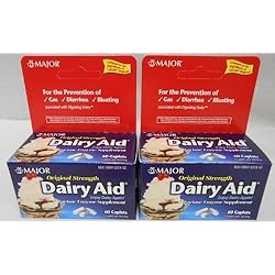 Dairy Aid Lactase Enzyme Caplets Generic for Lactaid Original 120 Ea