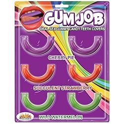 Hott Products Gum Job Oral Sex Gummy Teeth Covers, PurpleRedGreen, Cherry PieSucculent StrawberryWild Watermelon, 2.5 Ounce