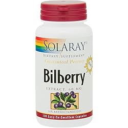 Solaray Bilberry Berry Extract 60 mg, Eye Health & Circulation Support, with 36% Anthocyanosides, Vegan, 120 VegCaps