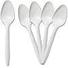 PAMI Medium-Weight Disposable Plastic Teaspoons [400-Pack] - Bulk White Plastic Silverware For Parties, Weddings, Catering Food Stands, Takeaway Orders & More- Sturdy Single-Use Partyware Spoons