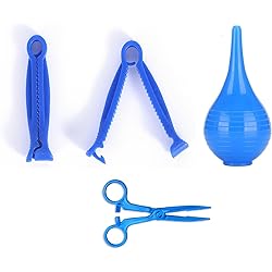 XUKE Sterile 40 Blue Umbilical Cord Clamps for Veterinary, Home Birth, Obstetrical Kit, Midwife Emergency Birth Supply, Ear Syringe, Snot Sucker, Mucus Sucker and Nasal Bulb Syringe