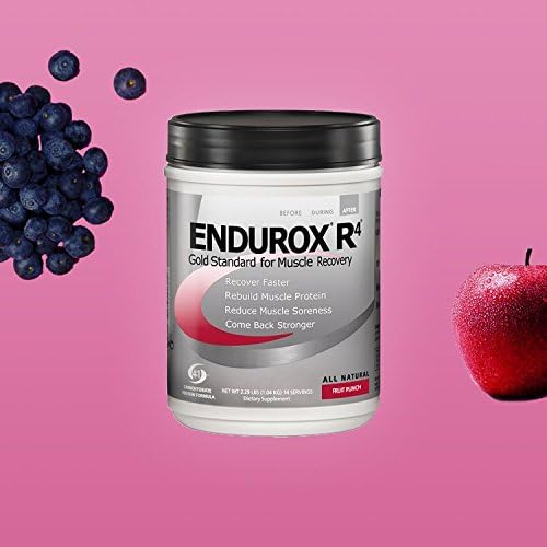 PacificHealth Endurox R4, Post Workout Recovery Drink Mix with Protein, Carbs, Electrolytes and Antioxidants for Superior Muscle Recovery, Net Wt. 2.29 lb, 14 Serving Fruit Punch