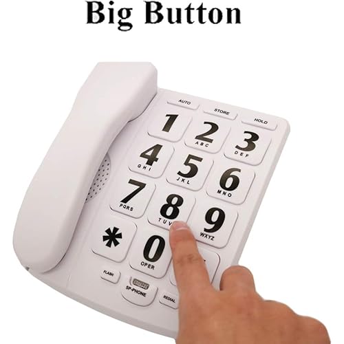 Big Button Phone for Elderly, JeKaVis J-P02 Amplified Corded Phones for Hearing Impaired Aid, Home Landline Phone for Seniors with Speaker Wall Phone Elderly Telephone, White