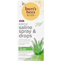 Burt's Bees Bees Kids Saline Spray and Drops, Hypoallergenic, Moisturizing, Flushes Away Mucus for Ages 3 Months and Up, 1.5 Fl Oz
