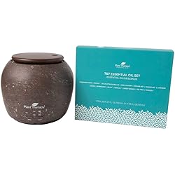 Plant Therapy TerraFuse Deluxe Brown Diffuser and 7 & 7 Gift Set 7 Single Oils & 7 Essential Oil Blends