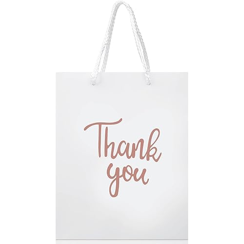 12 Pack Thank You Gift Bags with Tissue Paper Wedding Tissue Paper Party Bags with Handles Paper Shopping Bag Bridal Shower Gift Bags for Birthday Wedding Baby Shower Party Favor Rose Gold